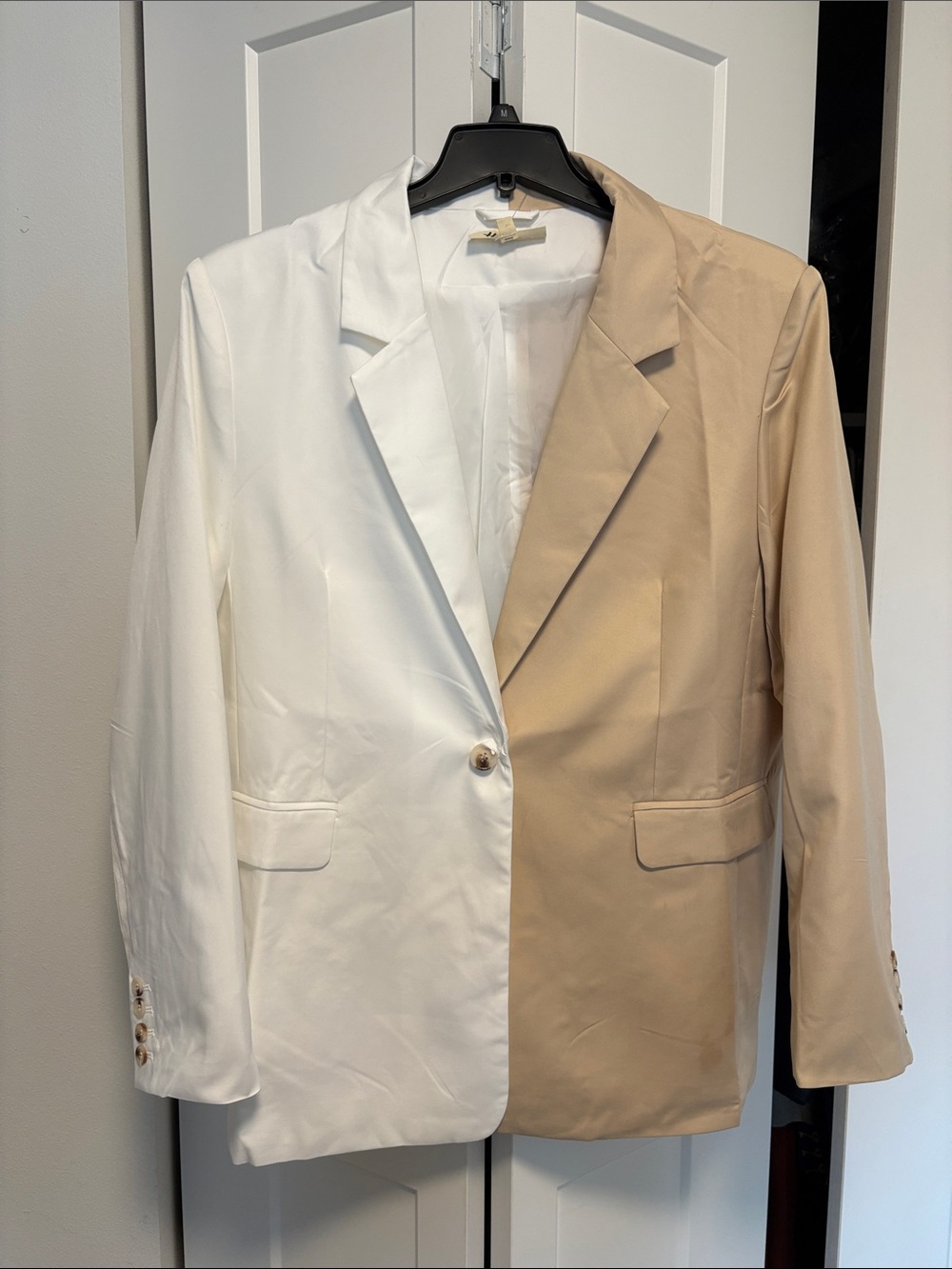 NWT [Haptics] Two-Tone Beige/White Button Lined Blazer Jacket Women’s 1X 2X 3X - Picture 7 of 12